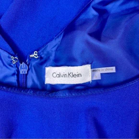 Calvin Klein Ruffled Sheath Dress Royal Blue Size 6 Small - Picture 8 of 10